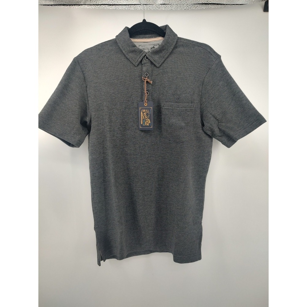 Frontier Threads Men's Short Sleeve Textured Microstriped Waffle Polo Shirt -NWT